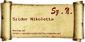 Szidor Nikoletta névjegykártya